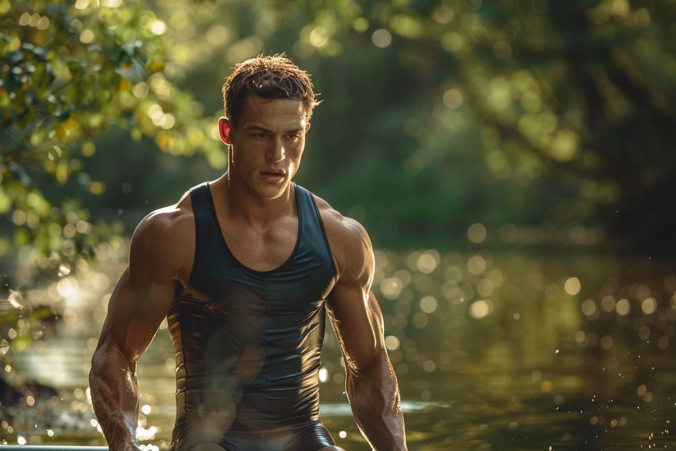 aviron : rameur perfectionnant sa technique de coup d’aviron sur l'eau