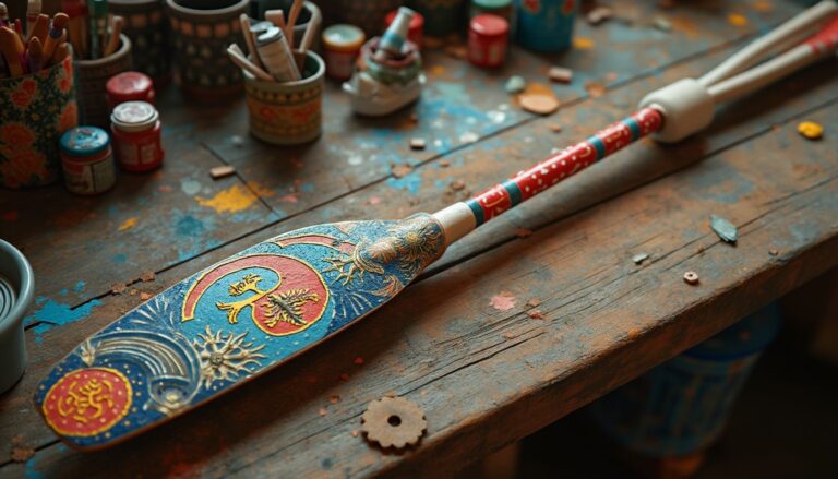 décoration de rames d'aviron : rames d'aviron décorées avec peinture et motifs artistiques