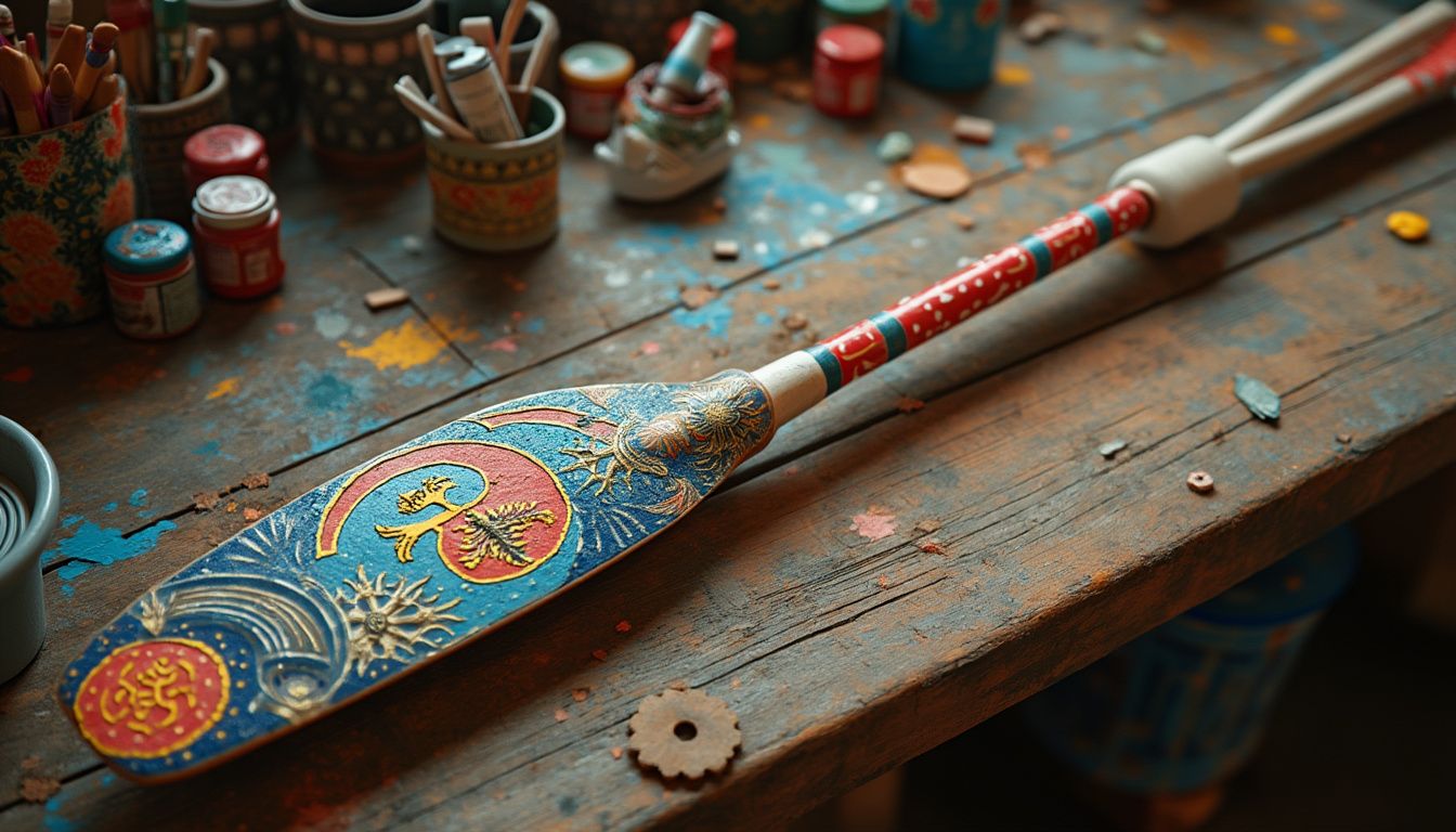 décoration de rames d'aviron : rames d'aviron décorées avec peinture et motifs artistiques