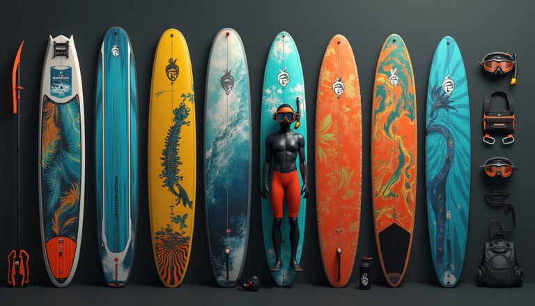 personnalisation matériel sport aquatique : équipement de natation personnalisé avec des motifs colorés