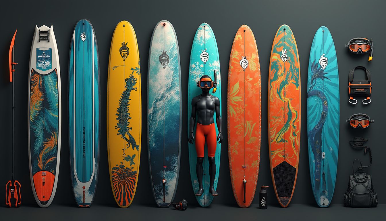 personnalisation matériel sport aquatique : équipement de natation personnalisé avec des motifs colorés