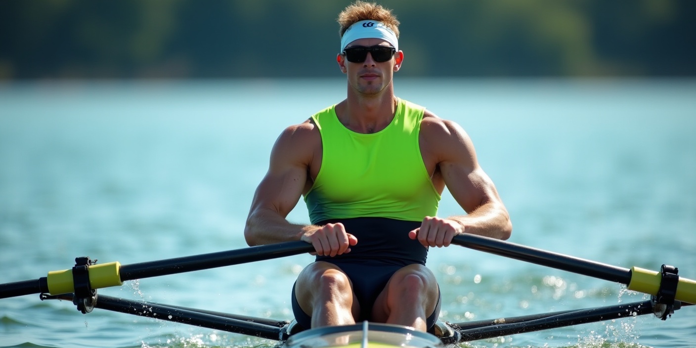 accessoires aviron : équipement complet pour rameur sur un bateau d'aviron
