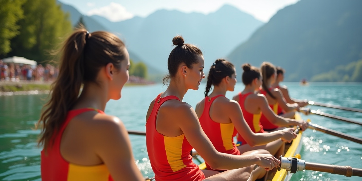 aviron : rameurs en action sur l'eau avec synchronisation et intensité