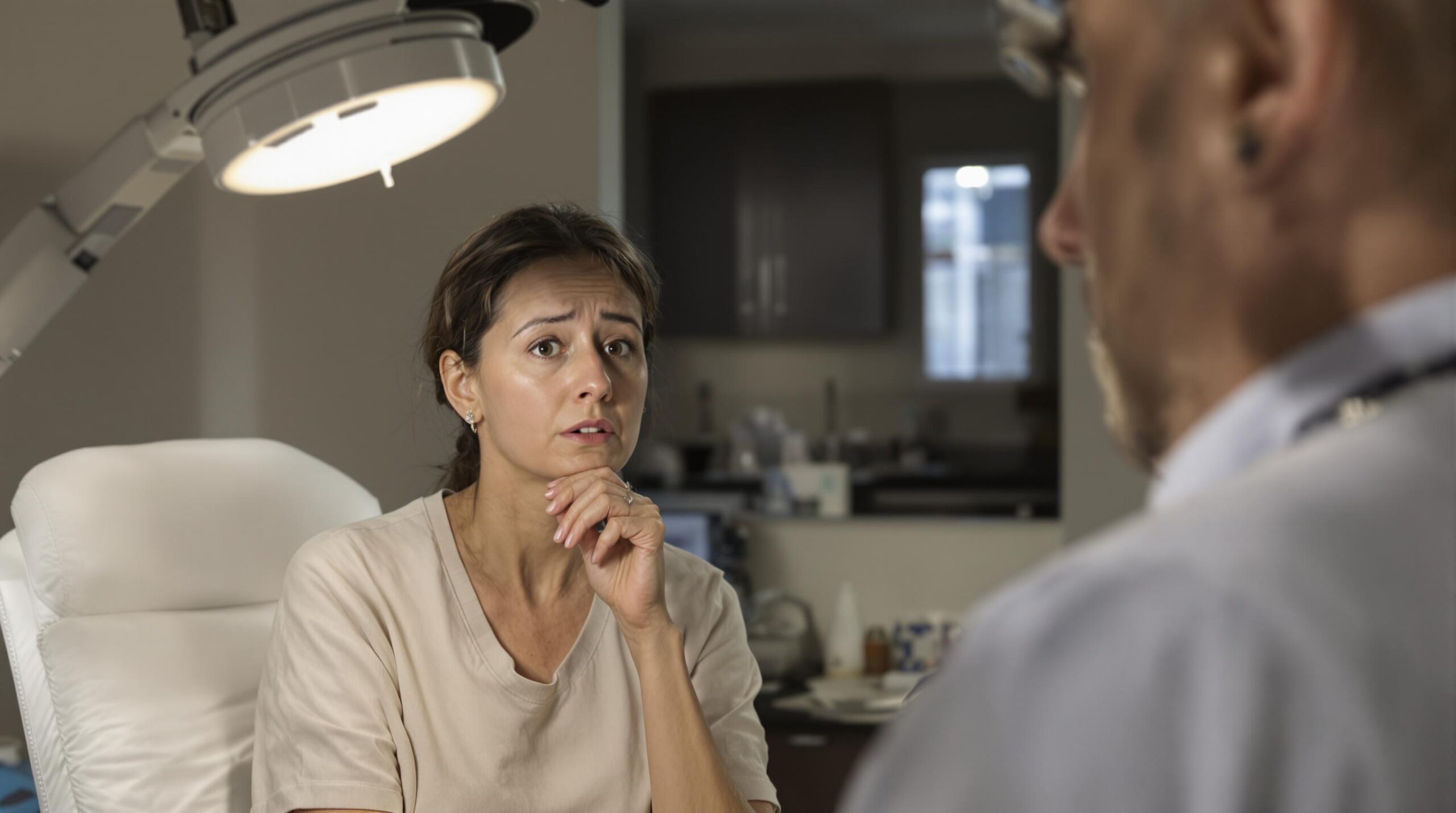 consultation médicale : patient discutant clairement avec son médecin dans un cabinet