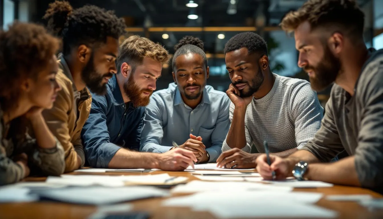 porteur de projet : illustration d'un entrepreneur planifiant son projet avec des documents et un ordinateur