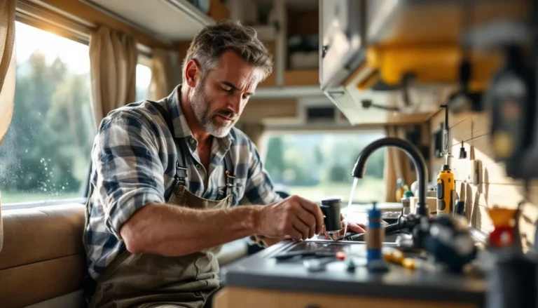 pompe à eau camping-car : représentation d'une pompe à eau installée dans un camping-car