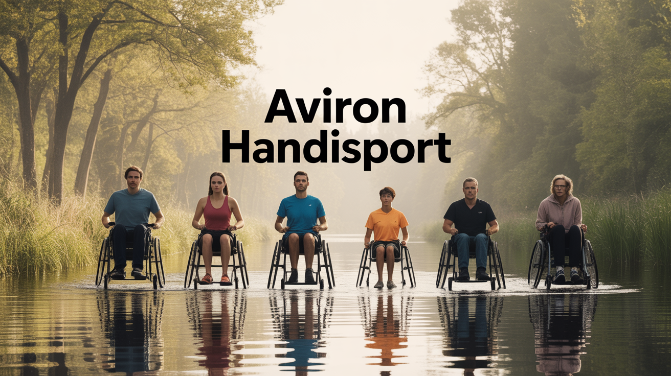 Scène aviron handisport silhouettes divers sur l'eau