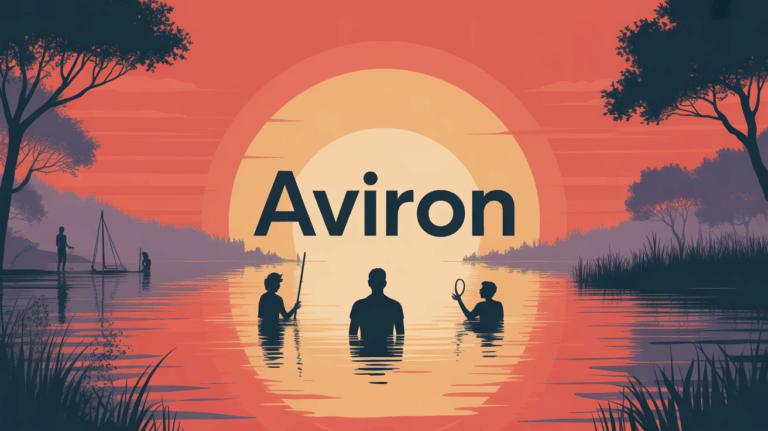 Illustration aviron silhouettes sur eau au lever du soleil