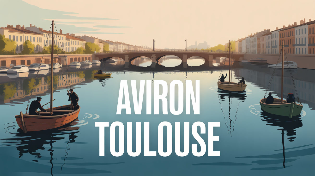 Aviron Toulouse, rameurs sur la Garonne au lever du jour