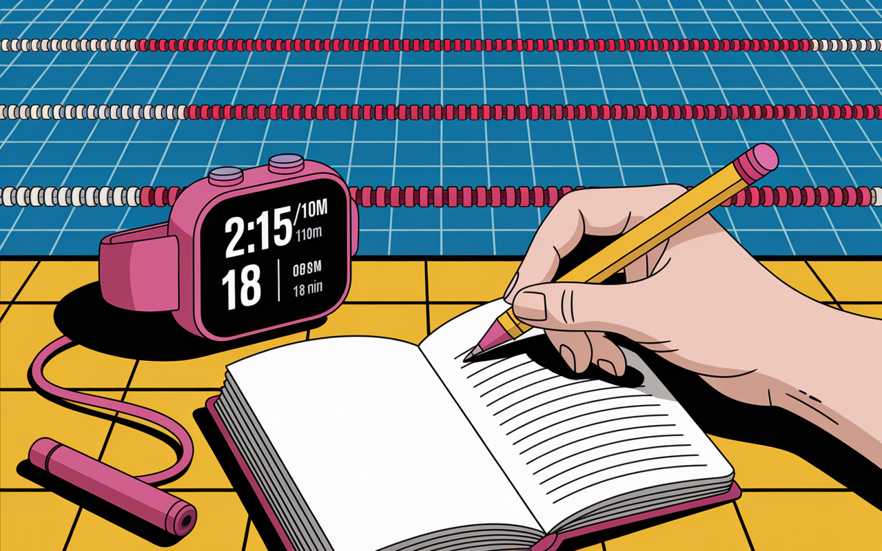 calcul tableau allure natation montre chronomètre carnet