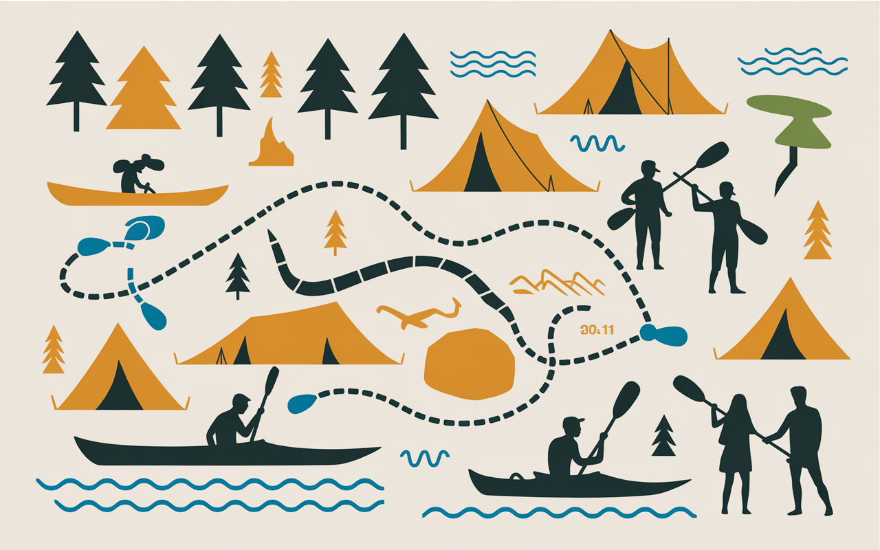 Carte itineraire kayak autonomie groupes parcours