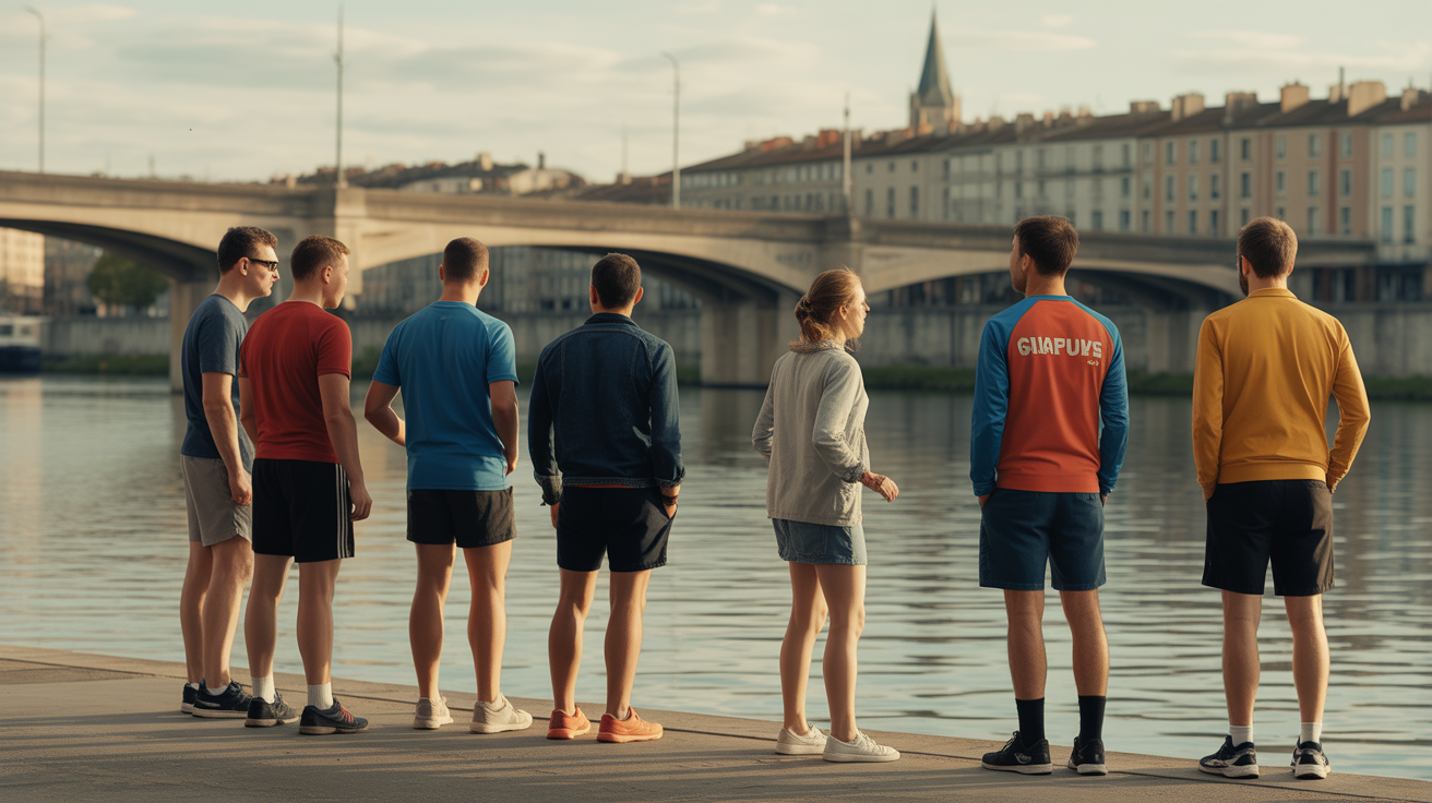 Clubs d'aviron Toulouse, groupes sur quai Garonne