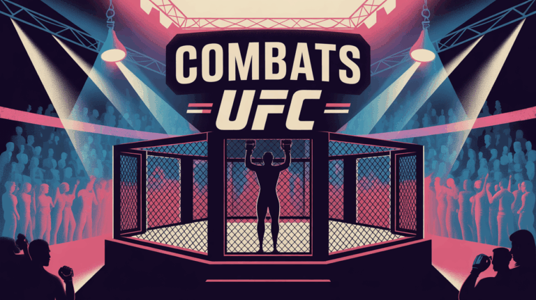 Illustration semi-réaliste d'une cage UFC avec foule et lumières
