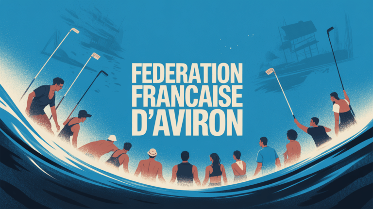 Rameurs silhouettes Federation Francaise d Aviron sur vague dynamique