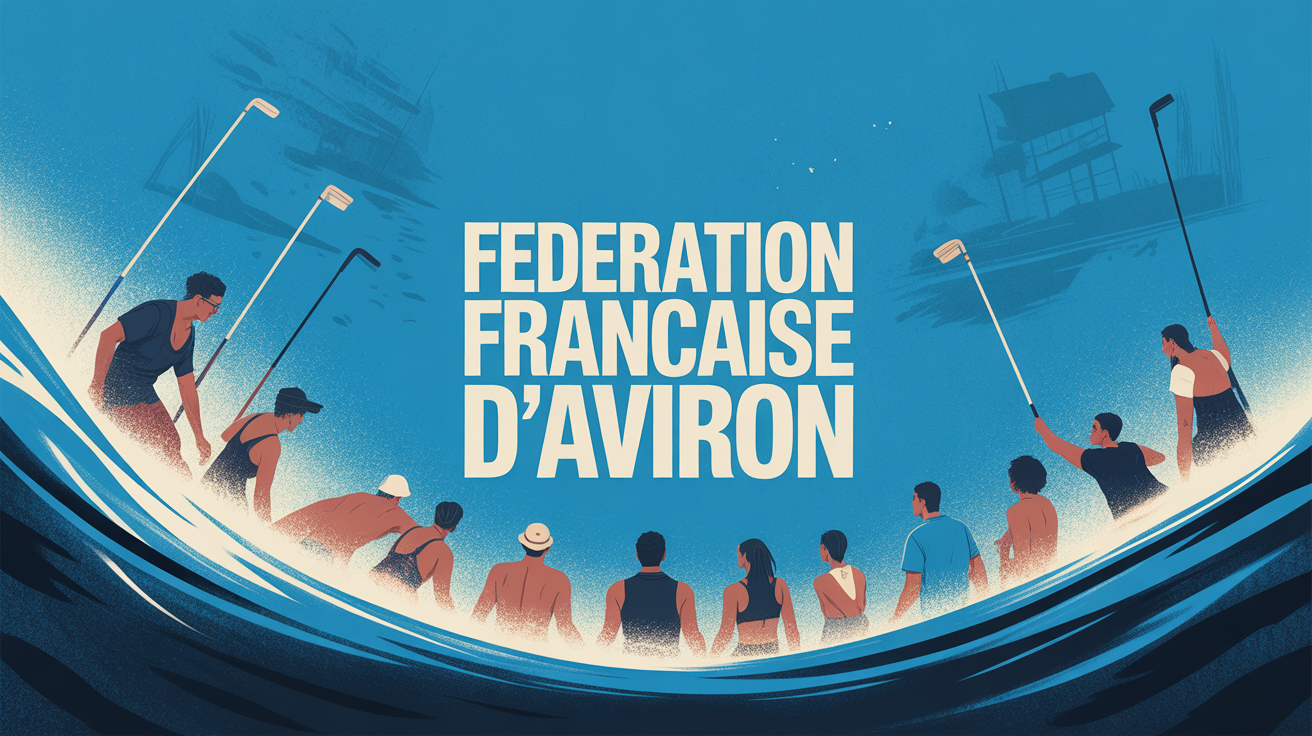 Rameurs silhouettes Federation Francaise d Aviron sur vague dynamique