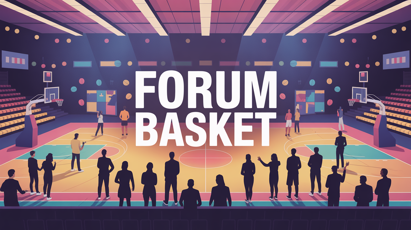 Salle forum basket silhouettes échange
