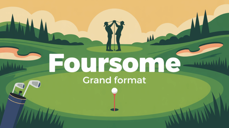 Image foursome golf equipe alternance silhouettes terrain
