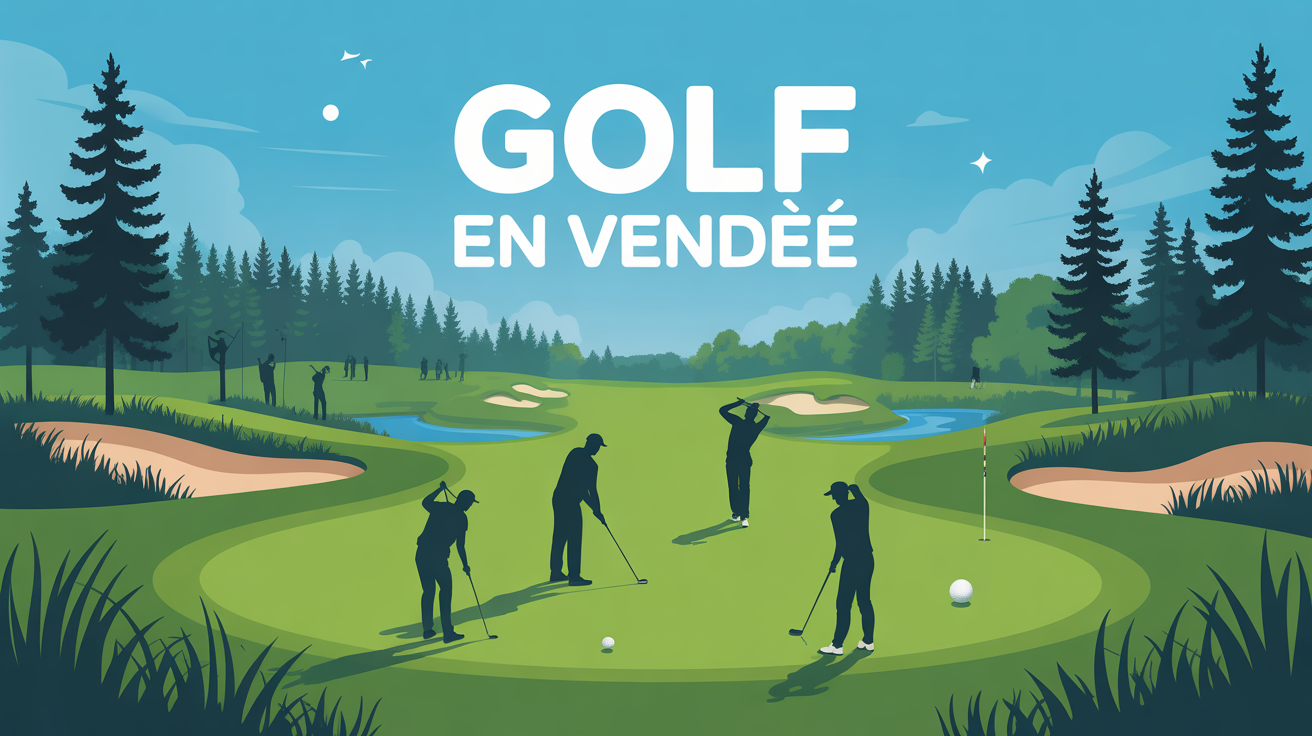 Golf en Vendée fairway entre pins et marais, ambiance conviviale