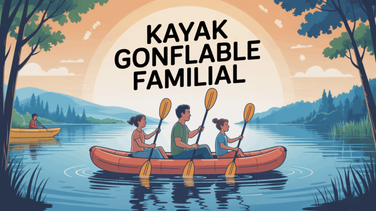 famille en kayak gonflable sevylor sur lac calme