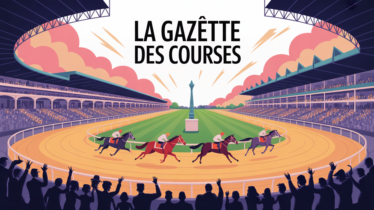 Hippodrome animé avec La Gazette des Courses, courses hippiques