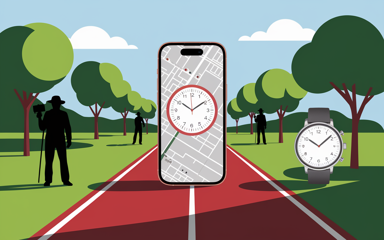 scene calcul vitesse marche application smartphone montre connectee