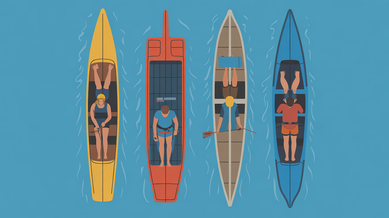 Vue equipements para-aviron sangles sieges flotteurs bateaux