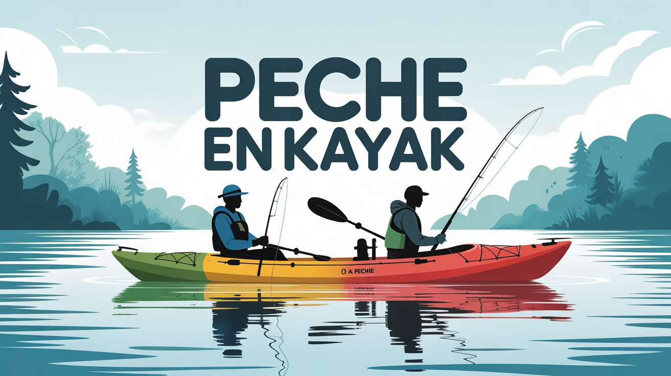 peche en kayak sur eau calme avec accessoires et ambiance aventure