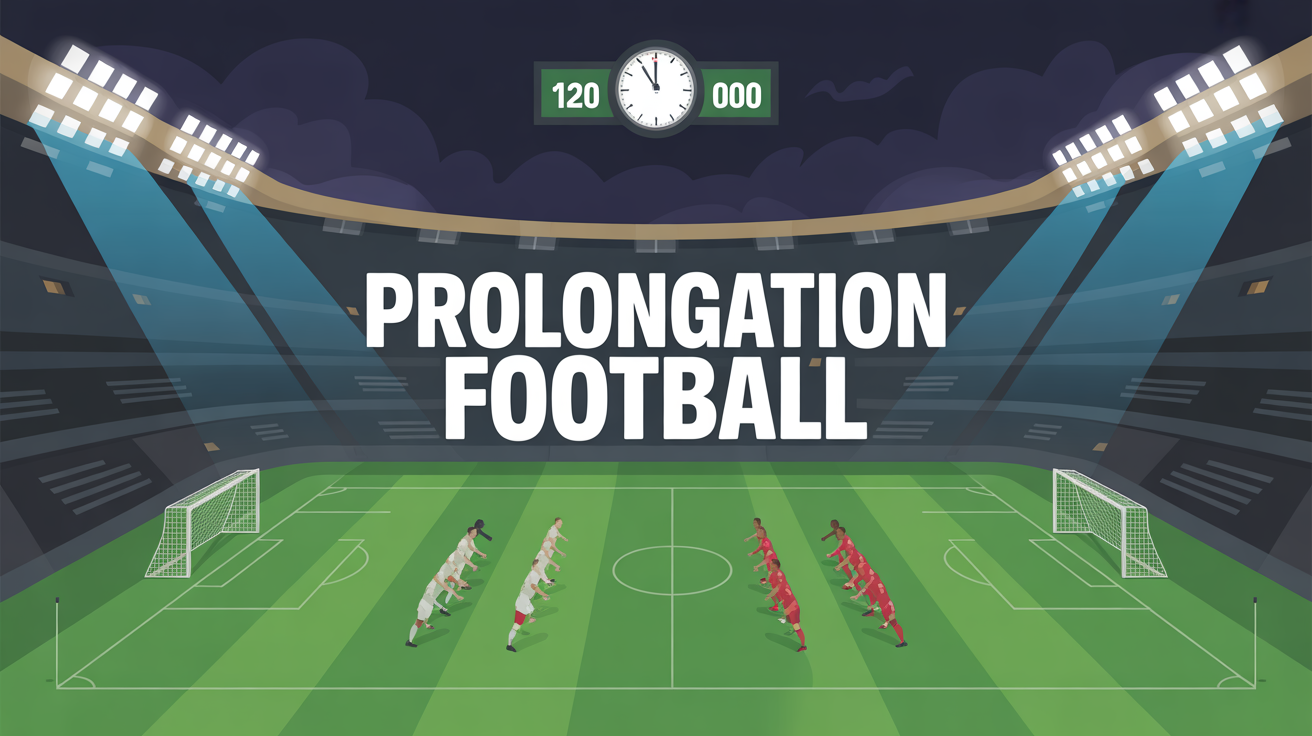 Scène prolongation football silhouette équipes terrain ambiance tendue