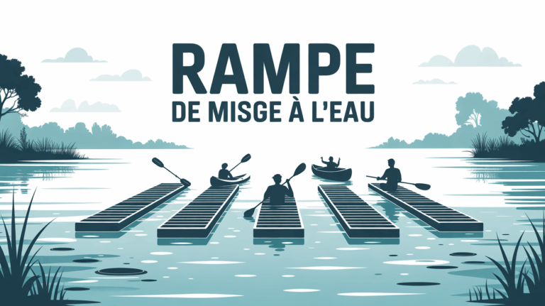 rampe de mise a l eau stylisee sur plan d eau kayak bateau paddle