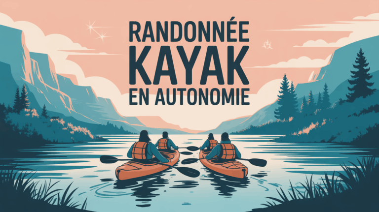 Randonnee kayak en autonomie sur riviere silhouettes sacs bidons