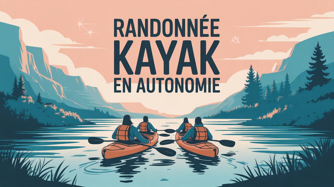 Randonnee kayak en autonomie sur riviere silhouettes sacs bidons