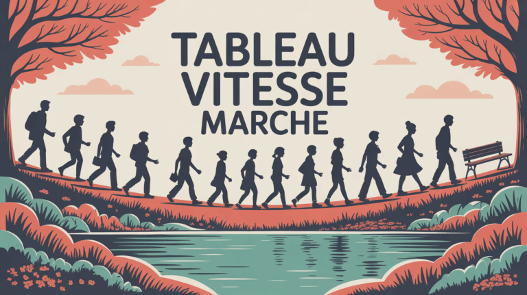 illustration silhouettes marcheurs tous ages au bord d une riviere tableau vitesse marche