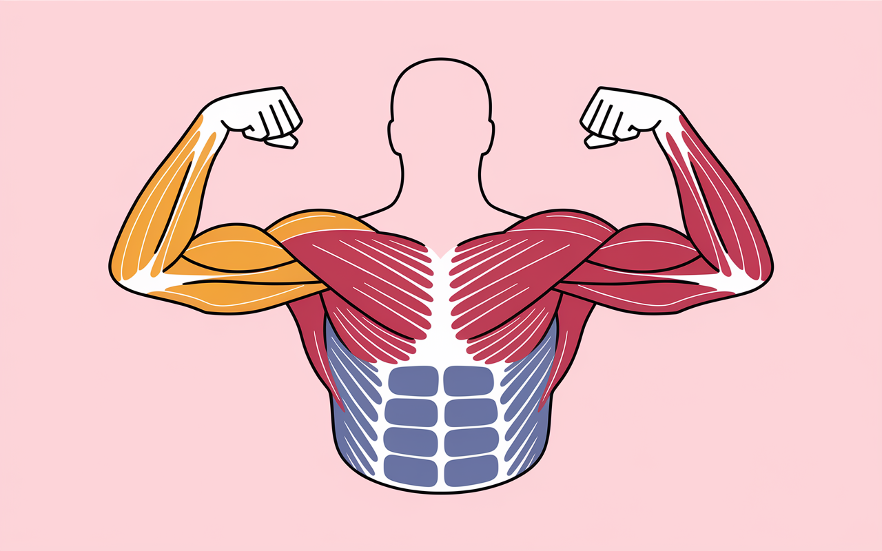 anatomie bras schéma biceps triceps avant-bras couleurs