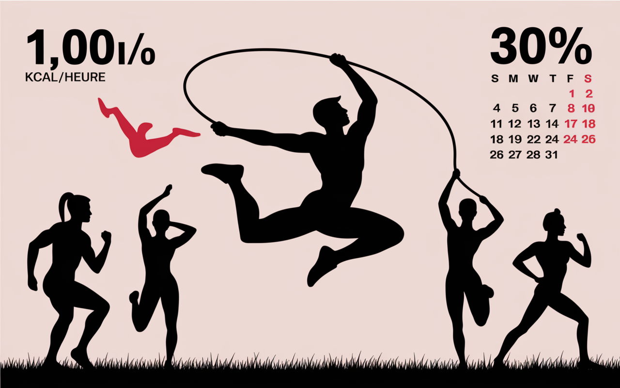 personnage saute corde chiffres calories