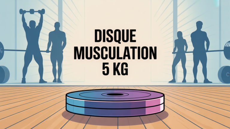 disque musculation 5 kg posé sur parquet salle sport