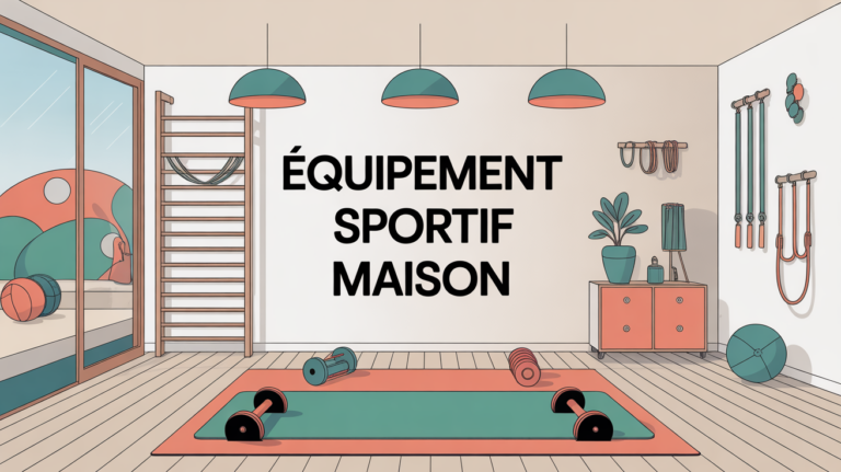 Espace moderne avec equipement sportif maison tapis haltères bandes corde SEO
