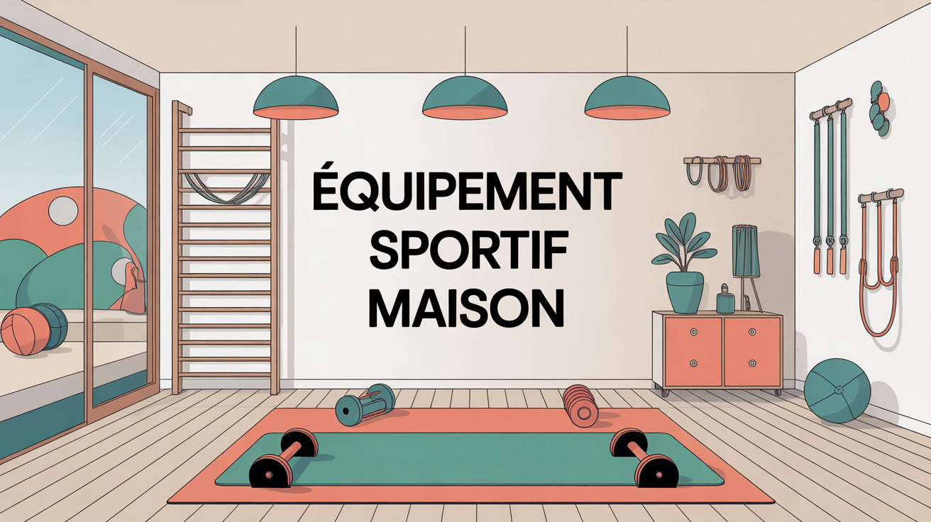 Espace moderne avec equipement sportif maison tapis haltères bandes corde SEO
