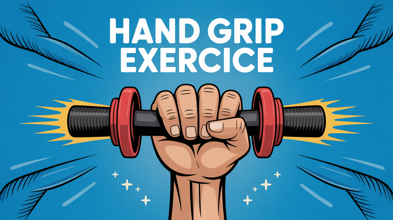 Main serrant hand gripper, muscles poignet et avant-bras, fond bleu