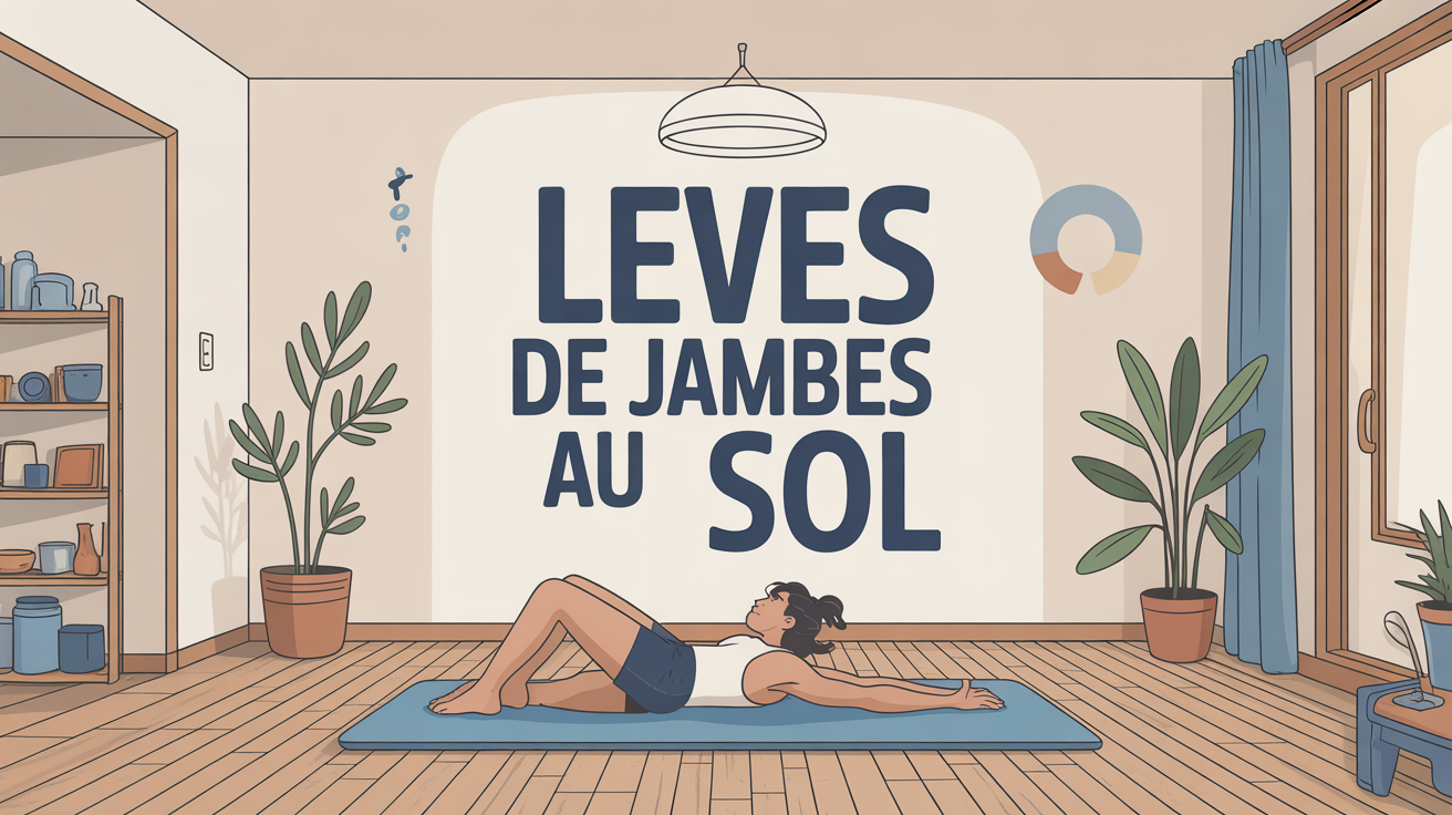levé de jambes au sol exercice sur tapis à la maison