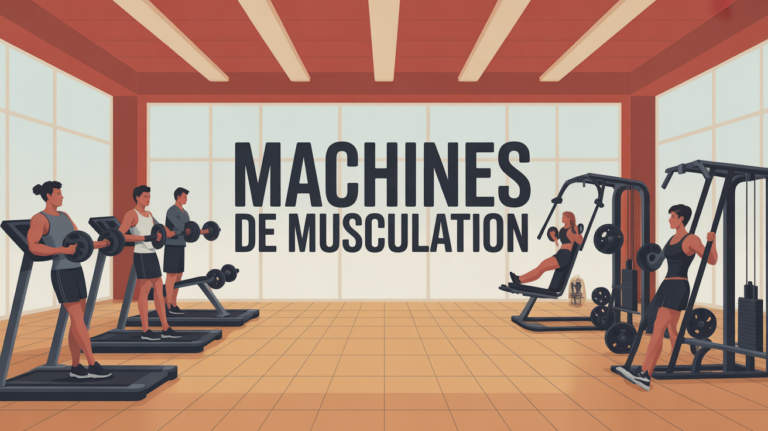 Vue d'ensemble de machines de musculation en salle de sport moderne