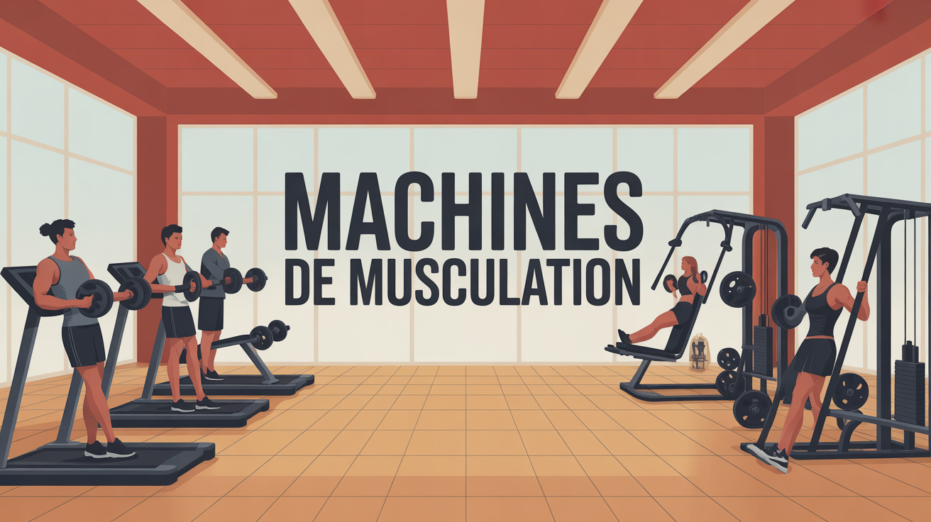 Vue d'ensemble de machines de musculation en salle de sport moderne