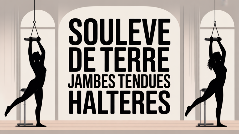 Illustration de silhouettes effectuant le souleve de terre jambes tendues avec halteres