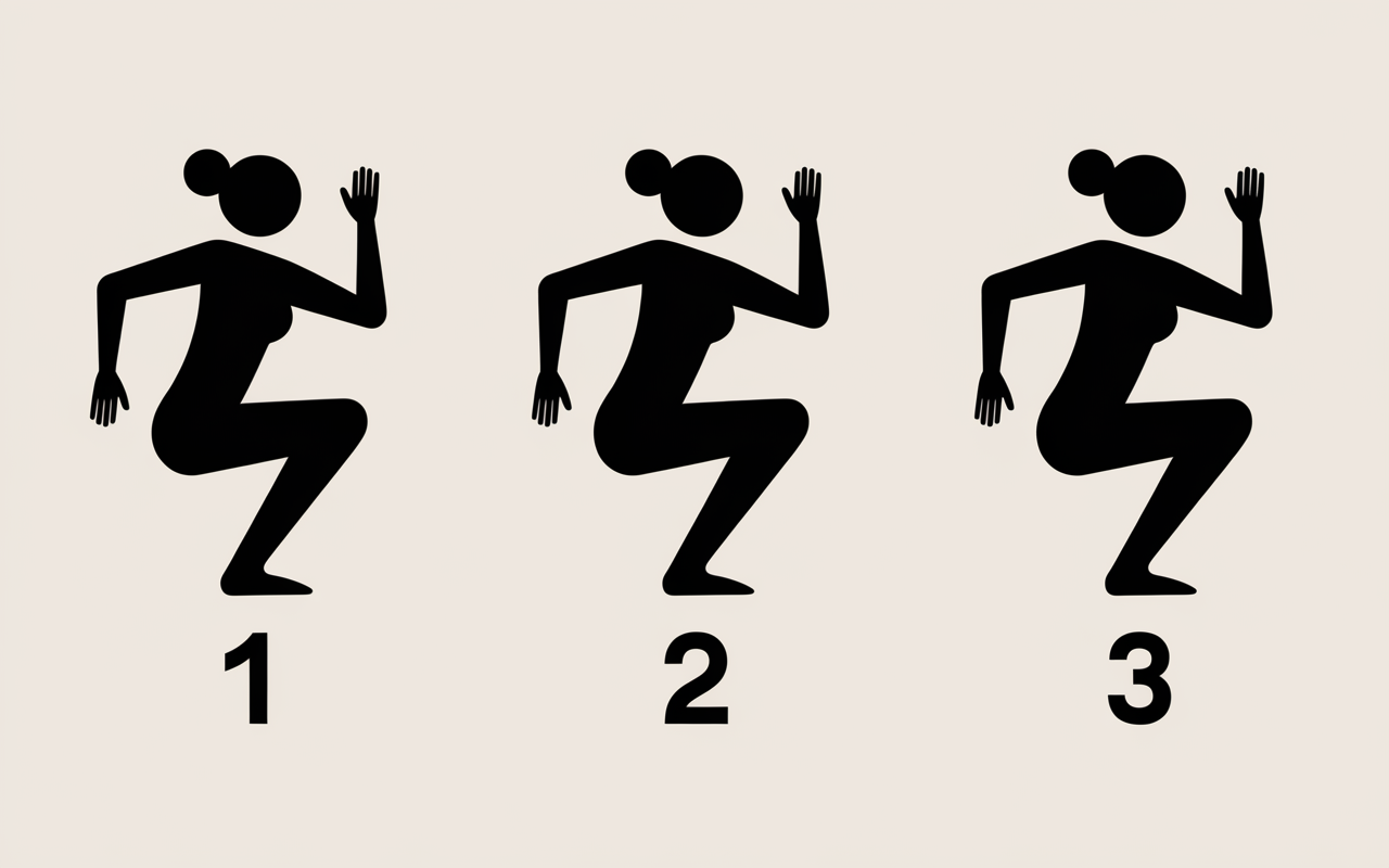 Étapes techniques en images mouvement squat au poids du corps