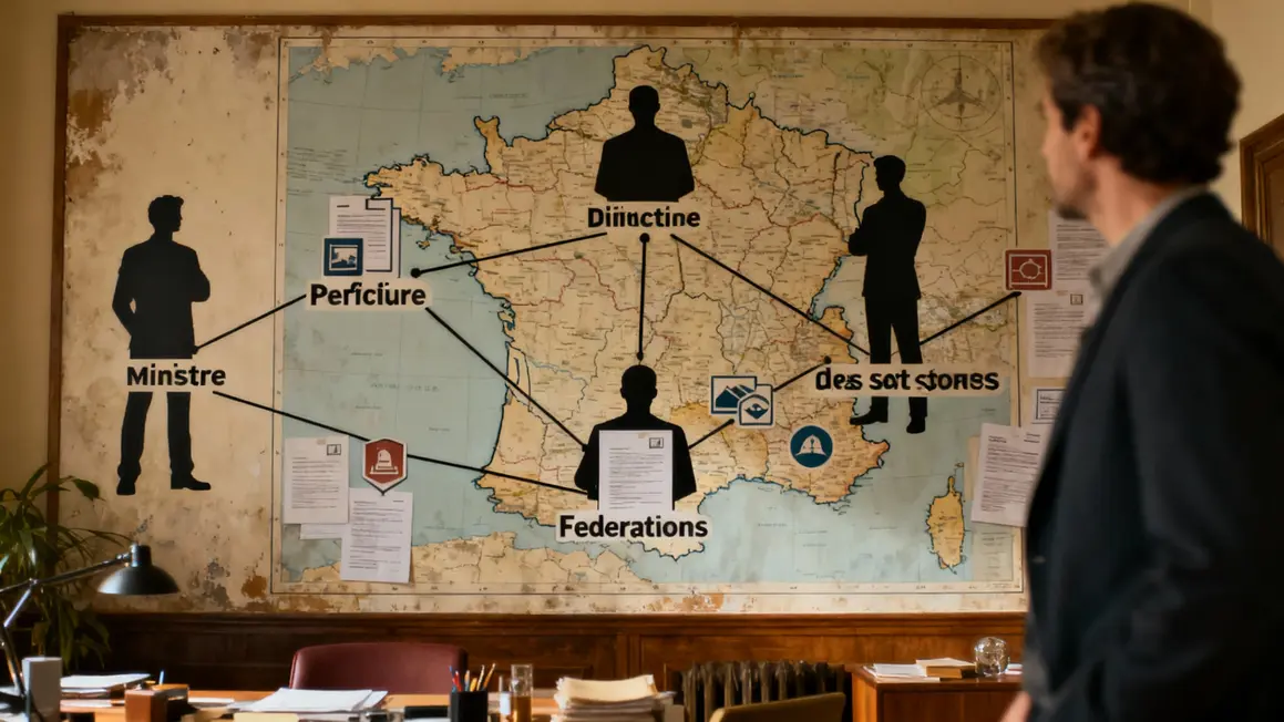 Schéma acteurs réglementation sports aquatiques avec ministères, fédérations, France