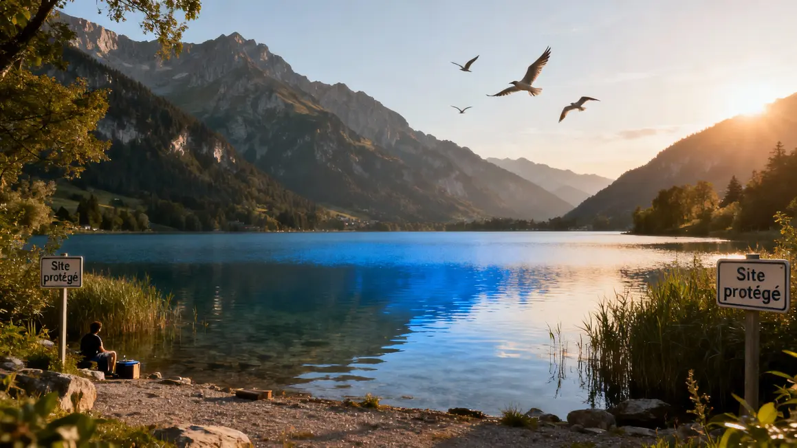 Lac d'Annecy site protégé lever soleil