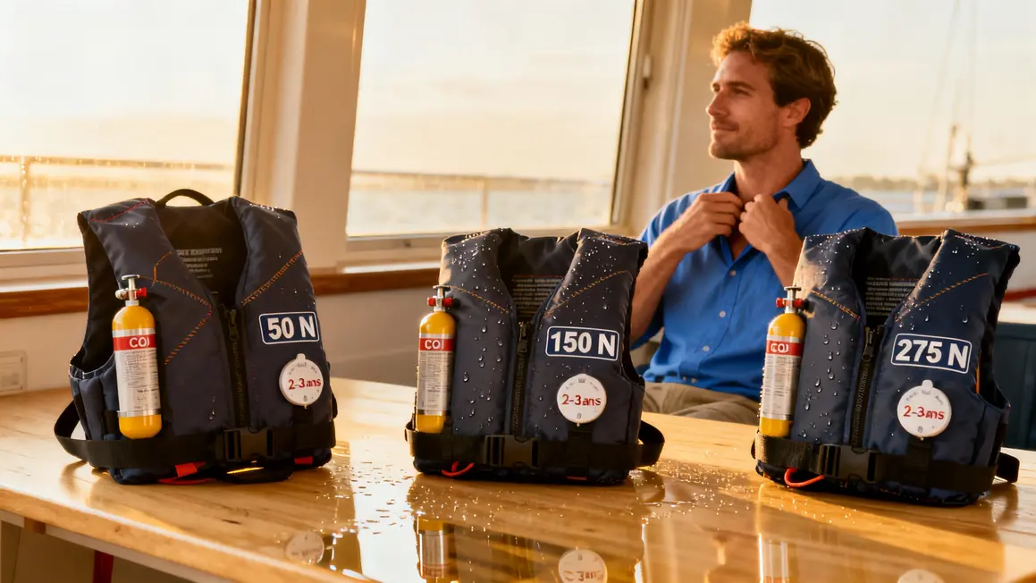 tableau comparatif gilet sauvetage automatique flottabilité et entretien