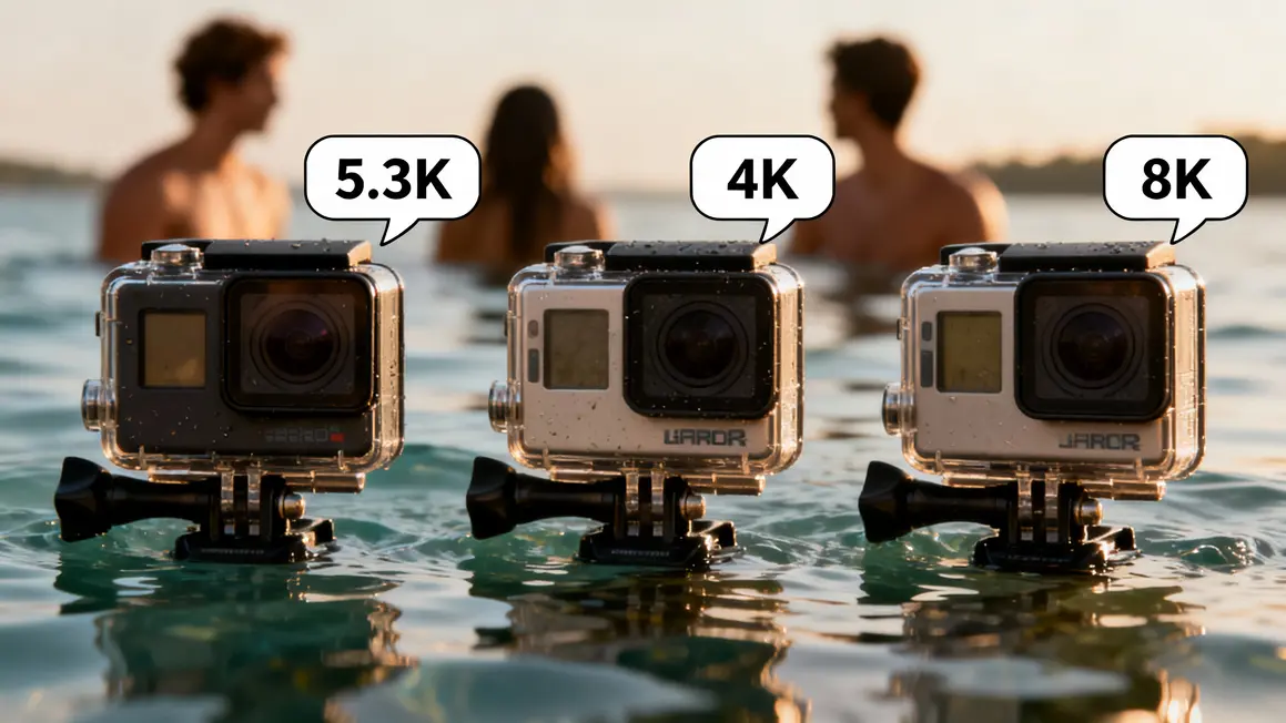 Comparatif visuel caméras sport aquatiques 4K 8K