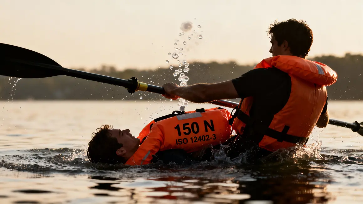 rameur chute aviron gilet de sauvetage automatique ISO 12402-3