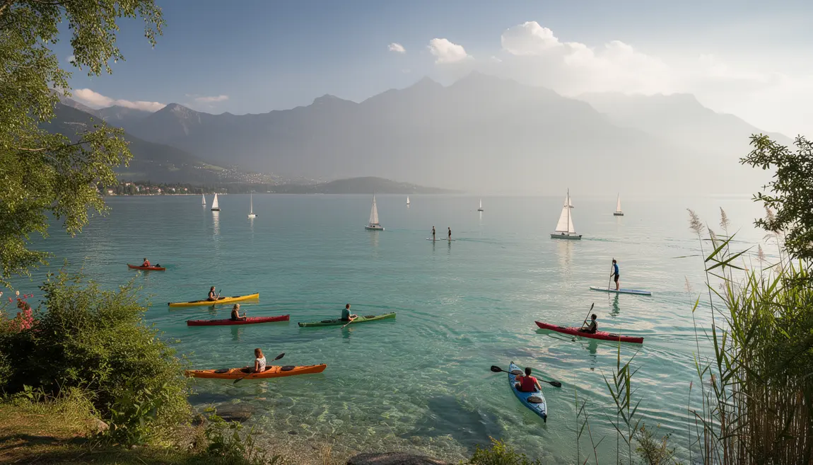 Vue panoramique lac d'Annecy activités nautiques