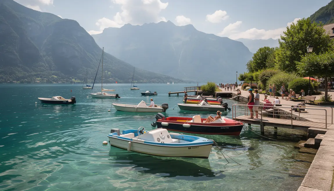 Photo de bateaux sur le lac d'Annecy, loisirs nautiques et détente